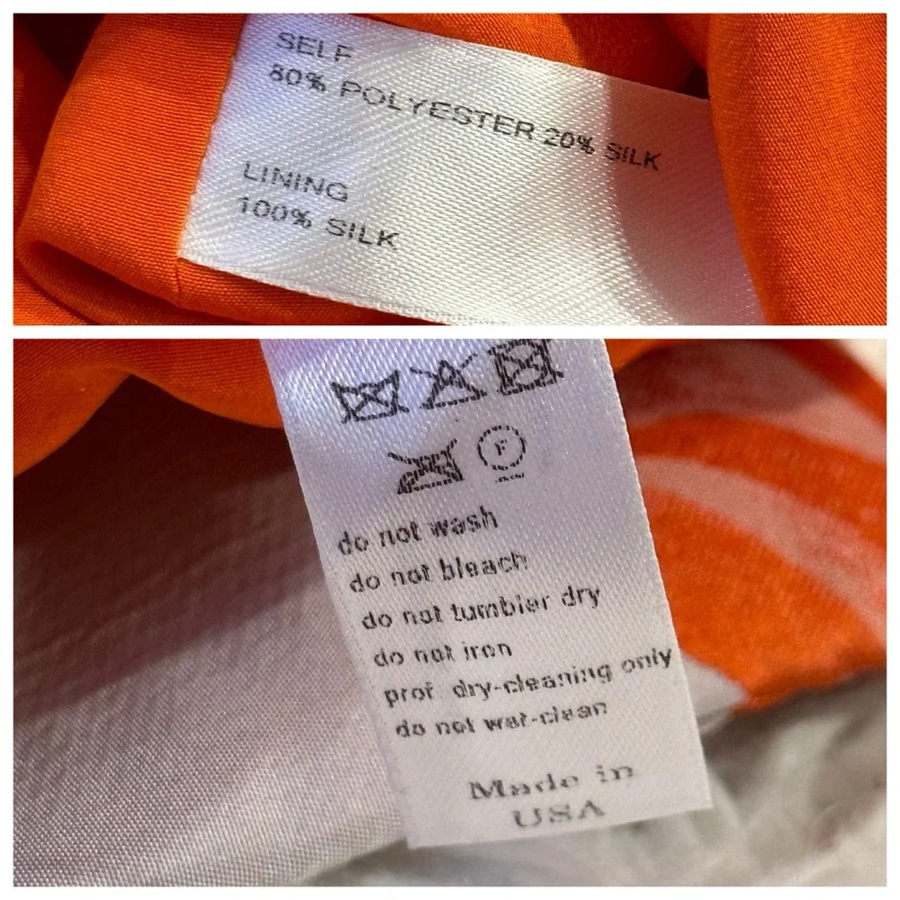 NWT Carolina Herrera Orange & Pearl Gray silk blend dress size 10 - Picture 10 of 12